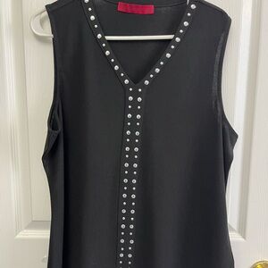 Scarlett Black Sleeveless Blouse with Silver Studs